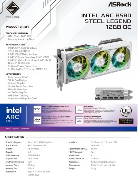 
			Відеокарти Intel Arc B580 / B570 швидші за NVIDIA RTX 4060 Ti — компанія назвала дату виходу, ASRock показала характеристики			