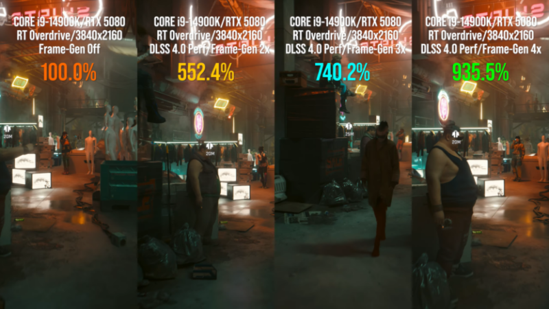 
			Перший тест продуктивності NVIDIA RTX 5080 з DLSS 4 у Cyberpunk 2077 від Digital Foundry — 913% приріст та краще зображення			